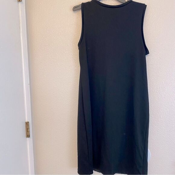 Old Navy black sleeveless crew cotton blend sequin front formal shift dress -L - Picture 2 of 7